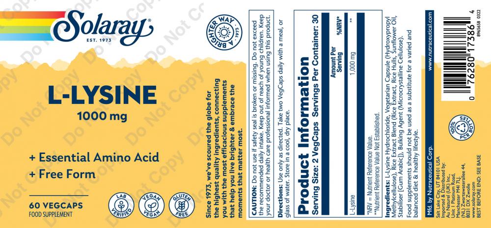 L-Lysine 1000mg 60's