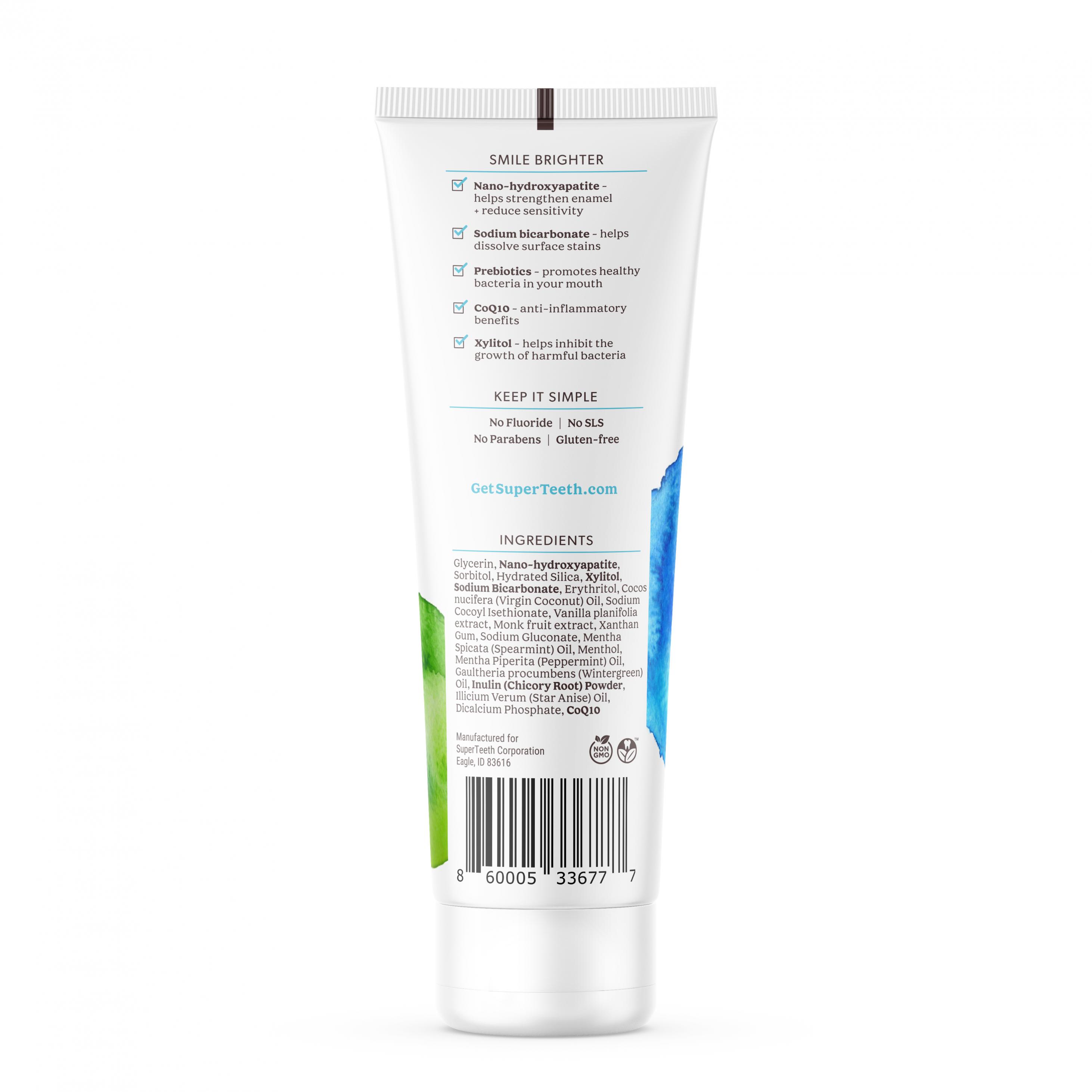Whitening Prebiotic Mineral Toothpaste with Nano-Hydroxyapatite Peppermint 3.4oz
