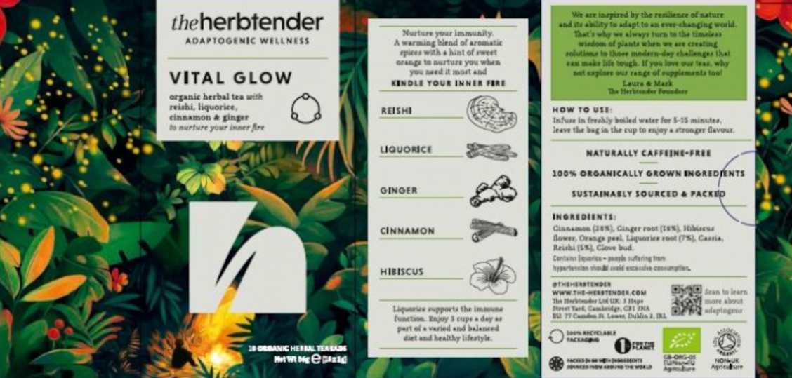 Vital Glow Organic Herbal Tea 18s