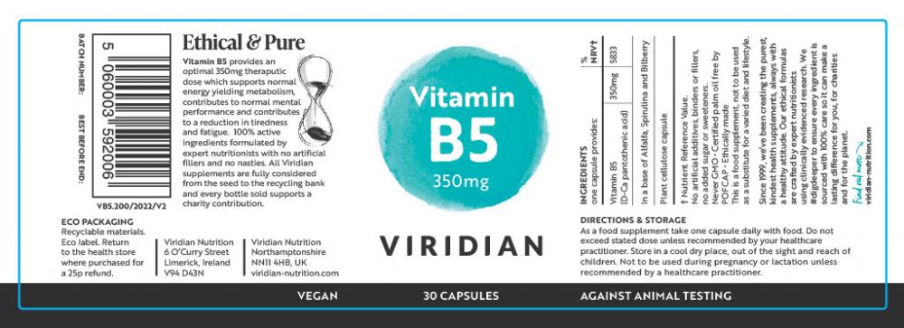 Vitamin B5 350mg 30's: The Natural Dispensary