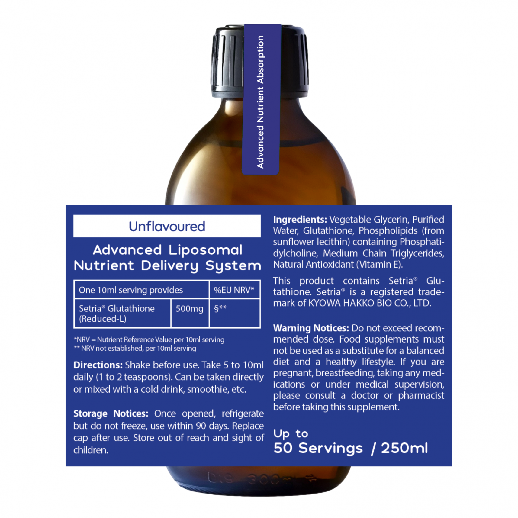 Liposomal Glutathione 500mg PURE Unflavoured 250ml
