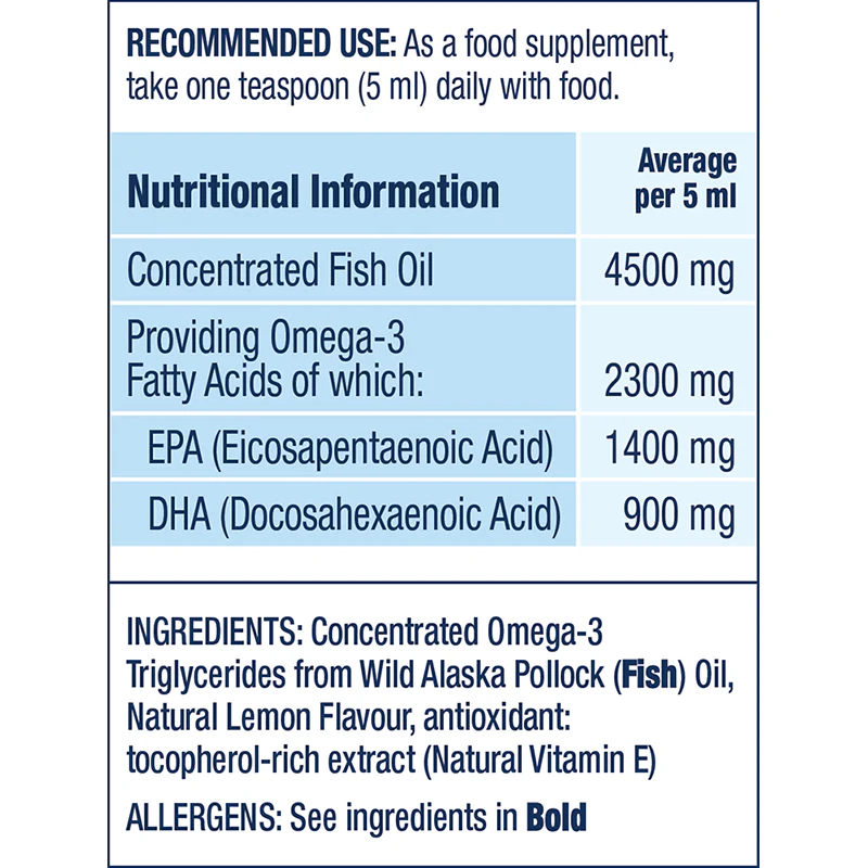 Wild Alaskan Fish Oil Peak Omega-3 Liquid 2300mg (Lemon) 125ml
