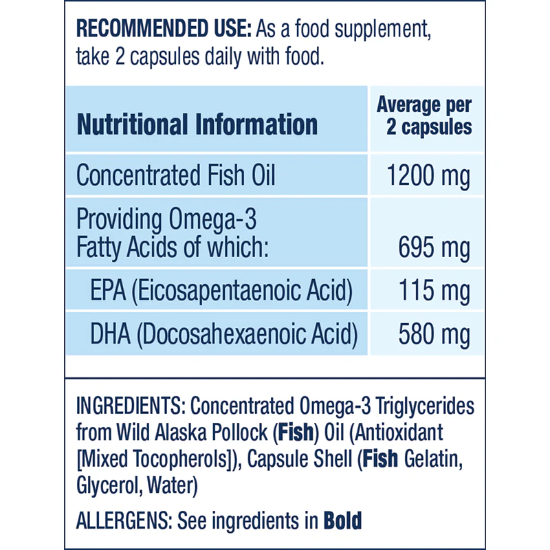 Wild Alaskan Fish Oil PRENATAL DHA 580mg DHA & 115mg EPA 60s