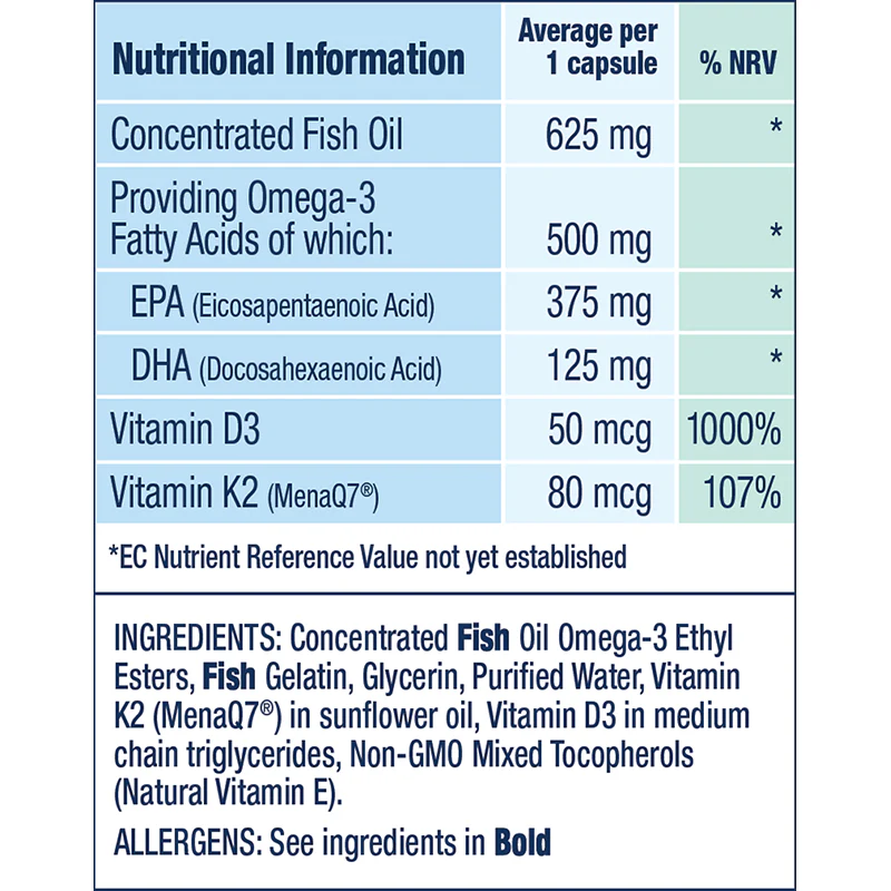 Omega-3 with K2 & D3 500mg 60s