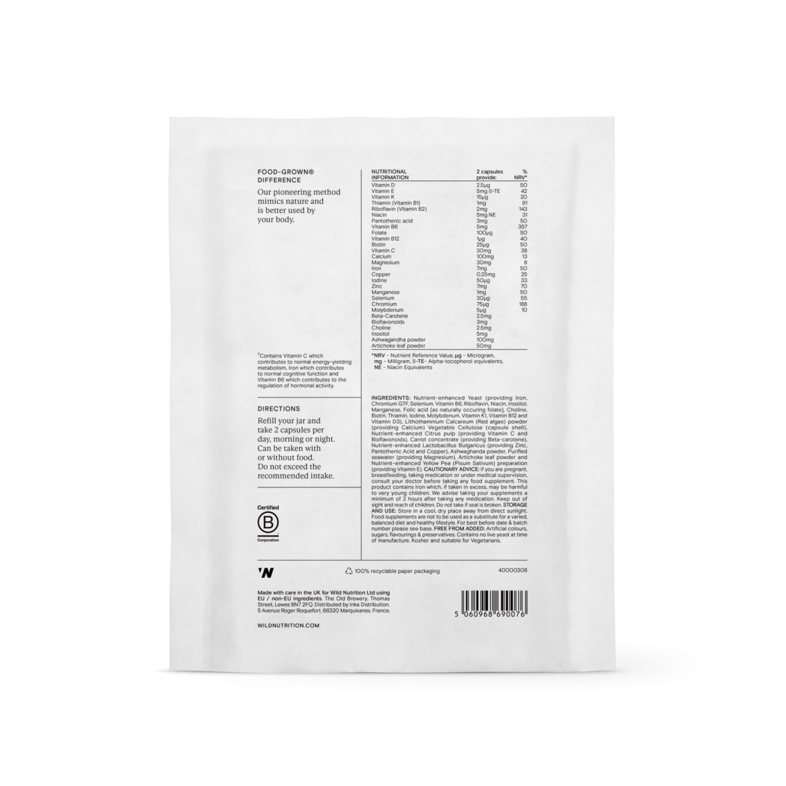Daily Multi Nutrient Refill Pack for Teen Girls 60's