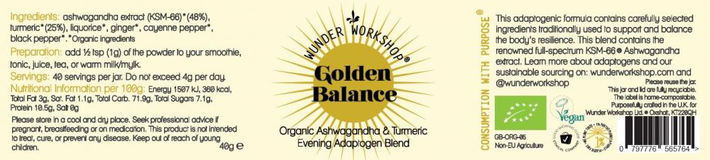 Golden Balance Organic Ashwagandha & Turmeric 40g