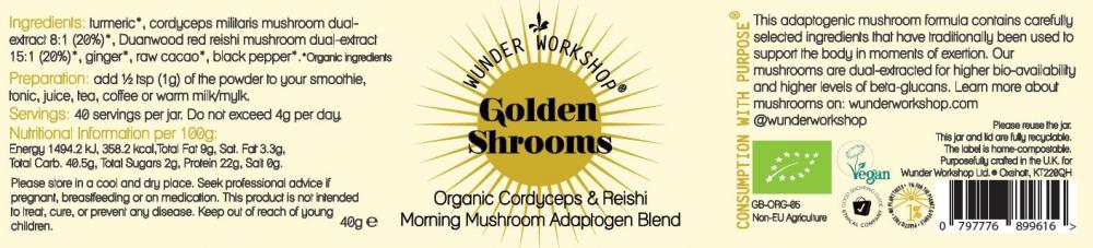 Golden Shrooms Organic Cordyceps & Reishi 40g (Currently Unavailable)