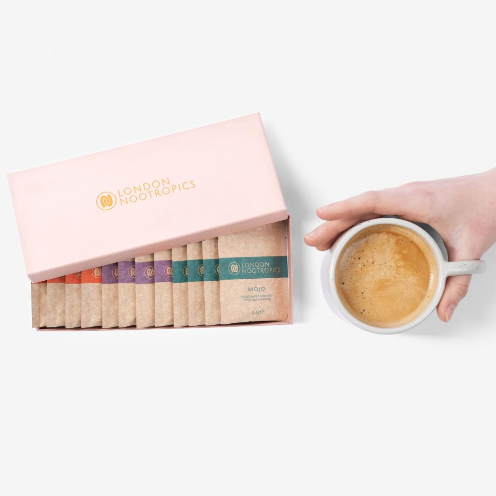 Selection Box Flow, Zen + Mojo Adaptogenic Coffee 12 Sachets (PINK)