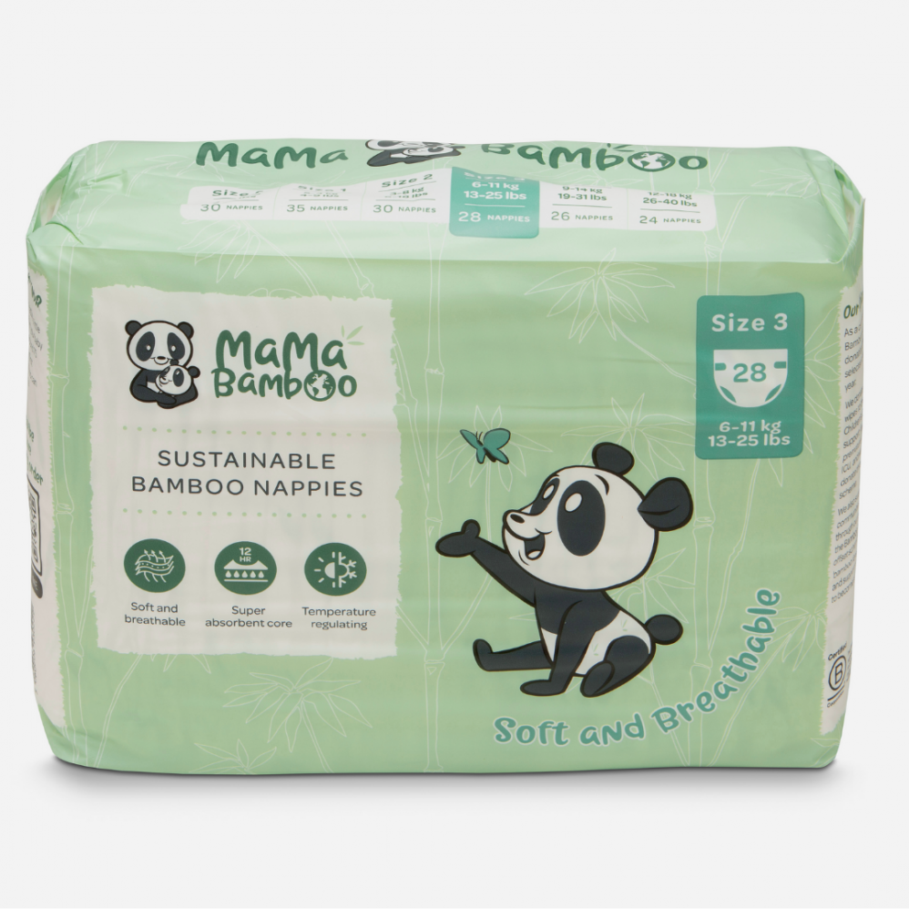 Sustainable Bamboo Nappies Size 3 (6-11kg 13-25lb) 28's