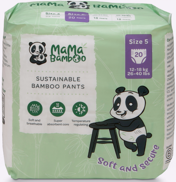 Sustainable Bamboo Pants Size 5 (12-18kg 26-40lb) 20's