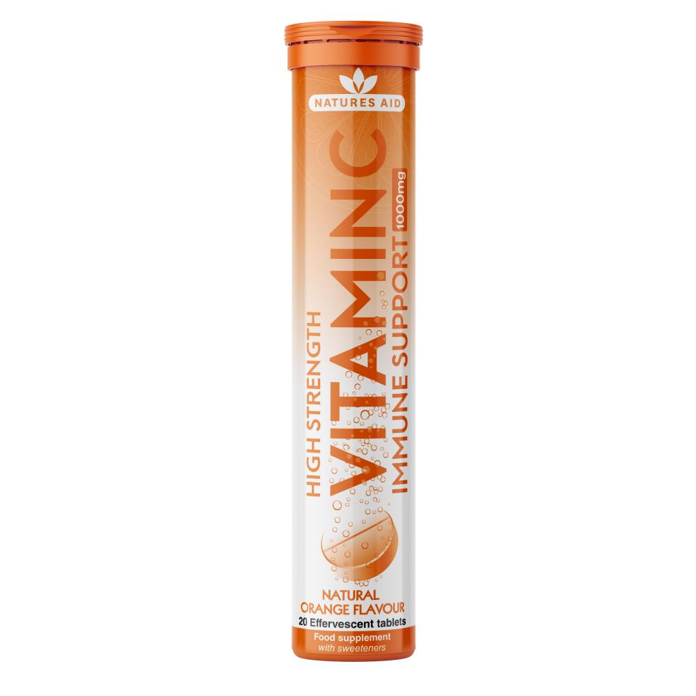High Strength Vitamin C Immune Support 1000mg Natural Orange Flavour Effervescent 20's