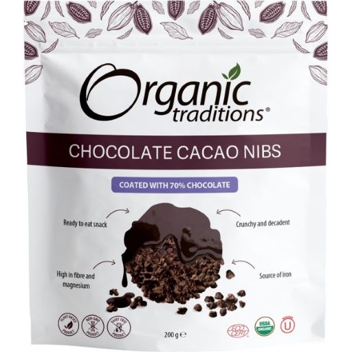 Chocolate Cacao Nibs Coated with 70% Chocolate 200g
