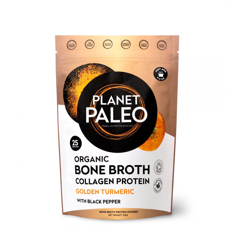 Organic Bone Broth Collagen Protein Golden Turmeric with Black Pepper 225g