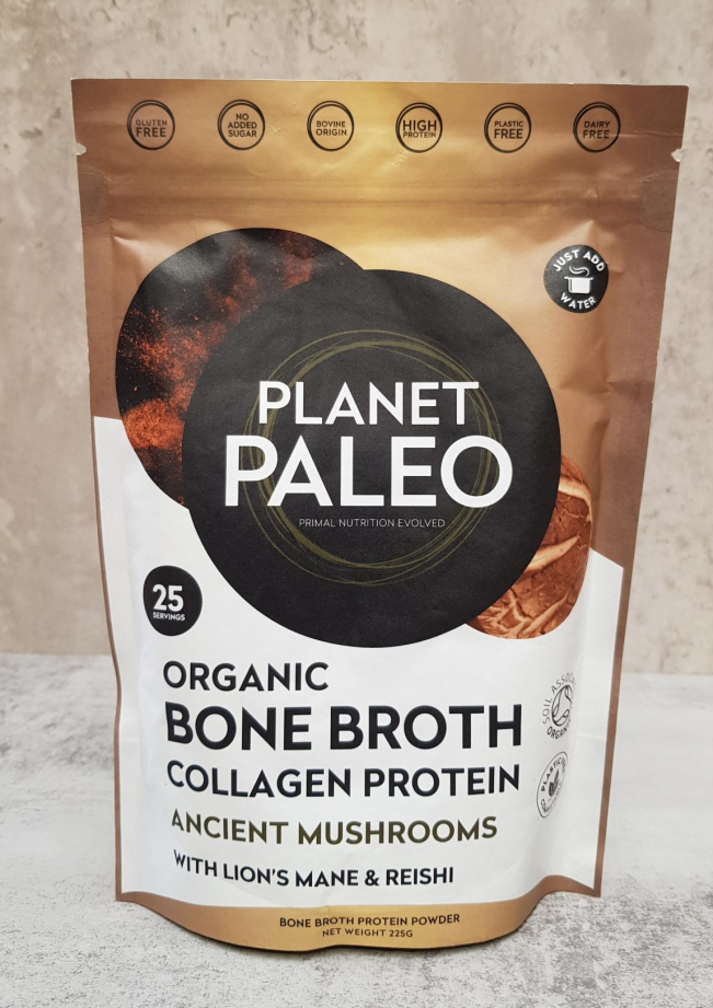 Organic Bone Broth Collagen Protein Ancient Mushrooms with Lion's Mane & Reishi 225g