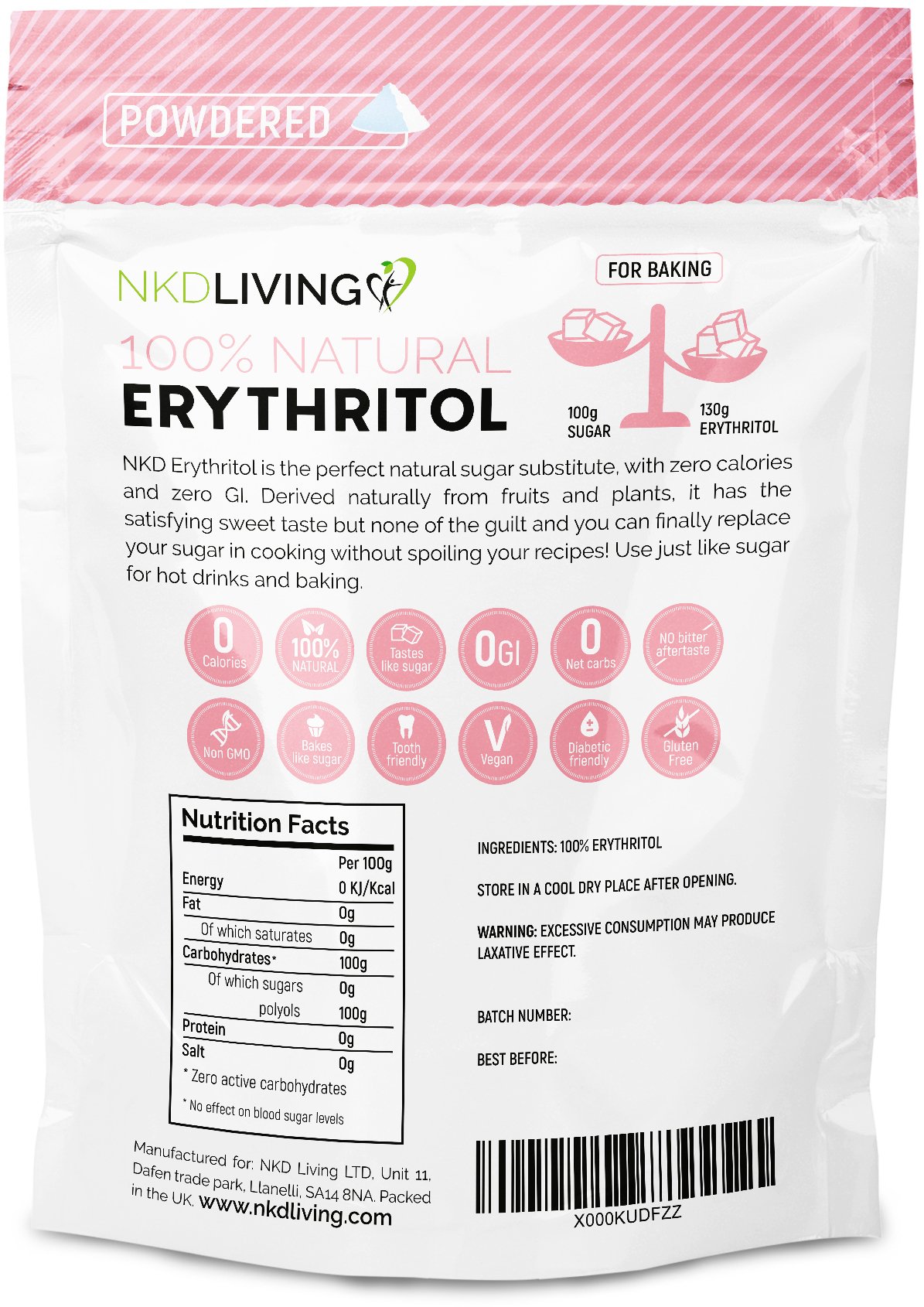 100% Natural Erythritol Natural Icing Sugar Alternative 1kg (Powdered)