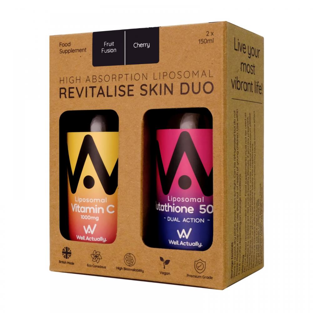 High Absorption Liposomal Revitalise Skin Duo (Vitamin C 1000mg Glutathione 500mg) 2x150ml