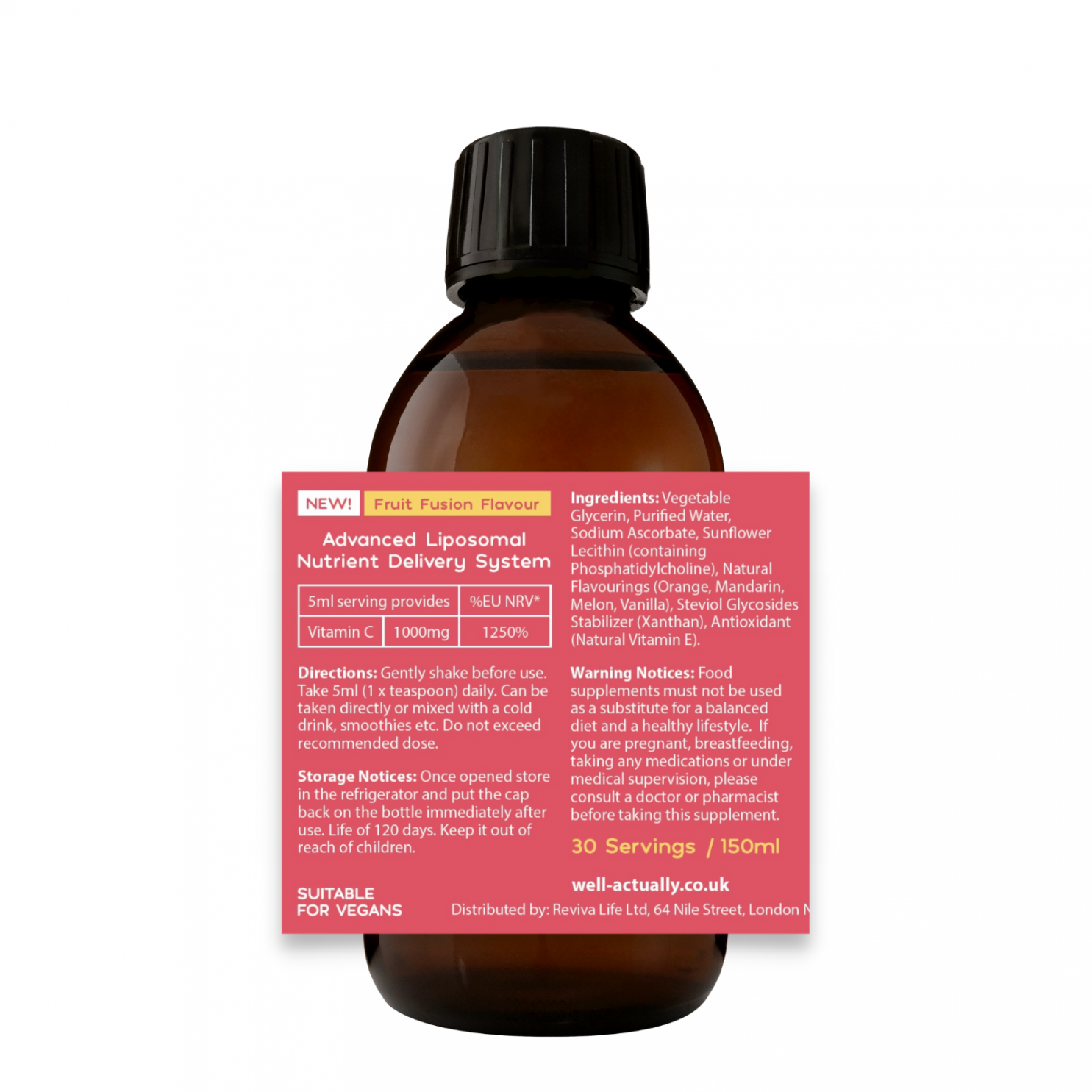 High Absorption Liposomal Revitalise Skin Duo (Vitamin C 1000mg Glutathione 500mg) 2x150ml