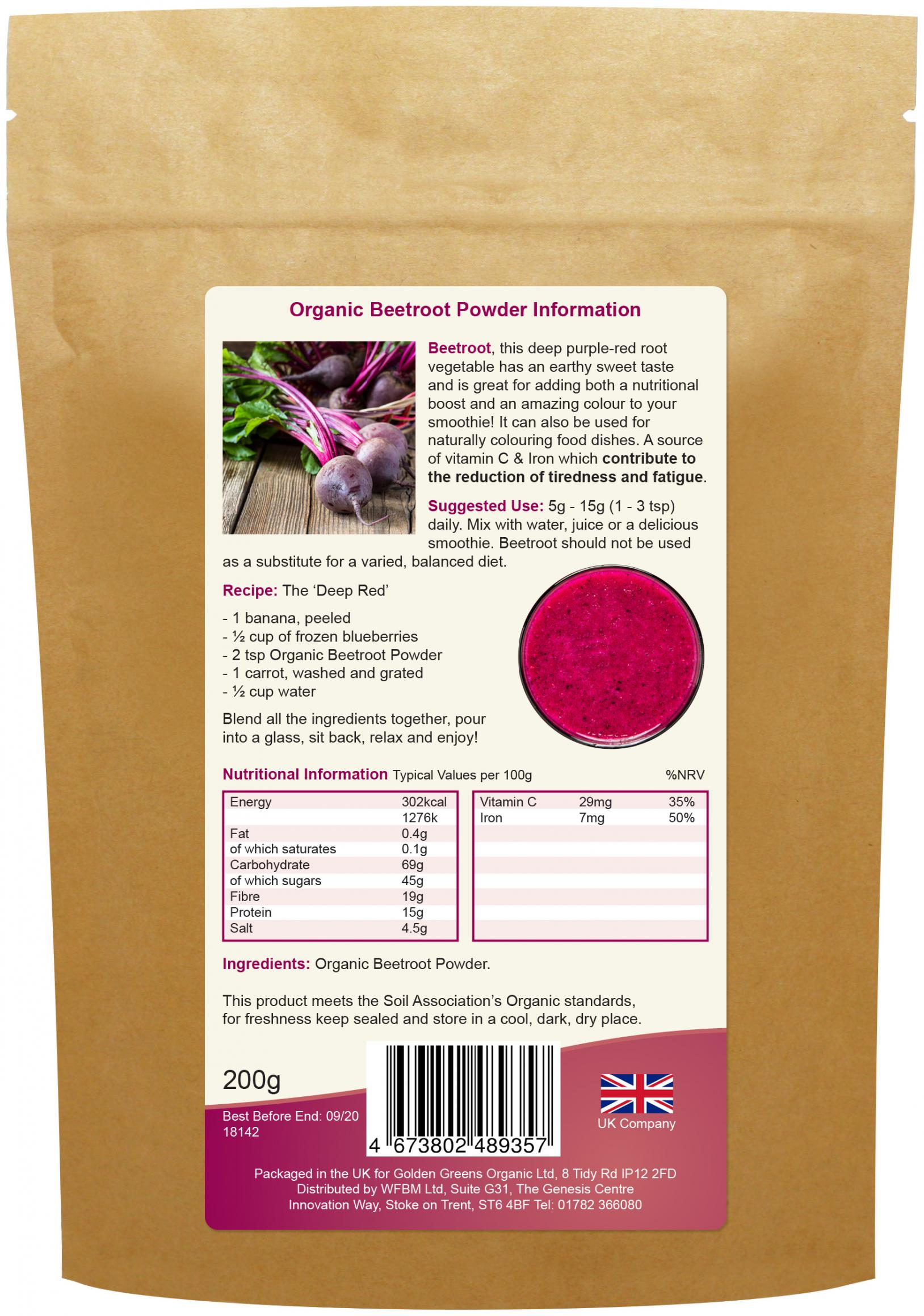 Organic Beetroot Powder 200g