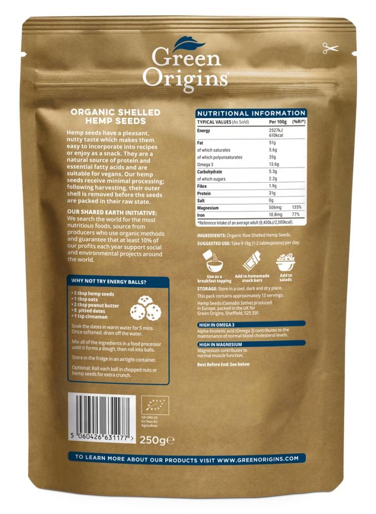Organic Shelled Hemp Seeds 250g