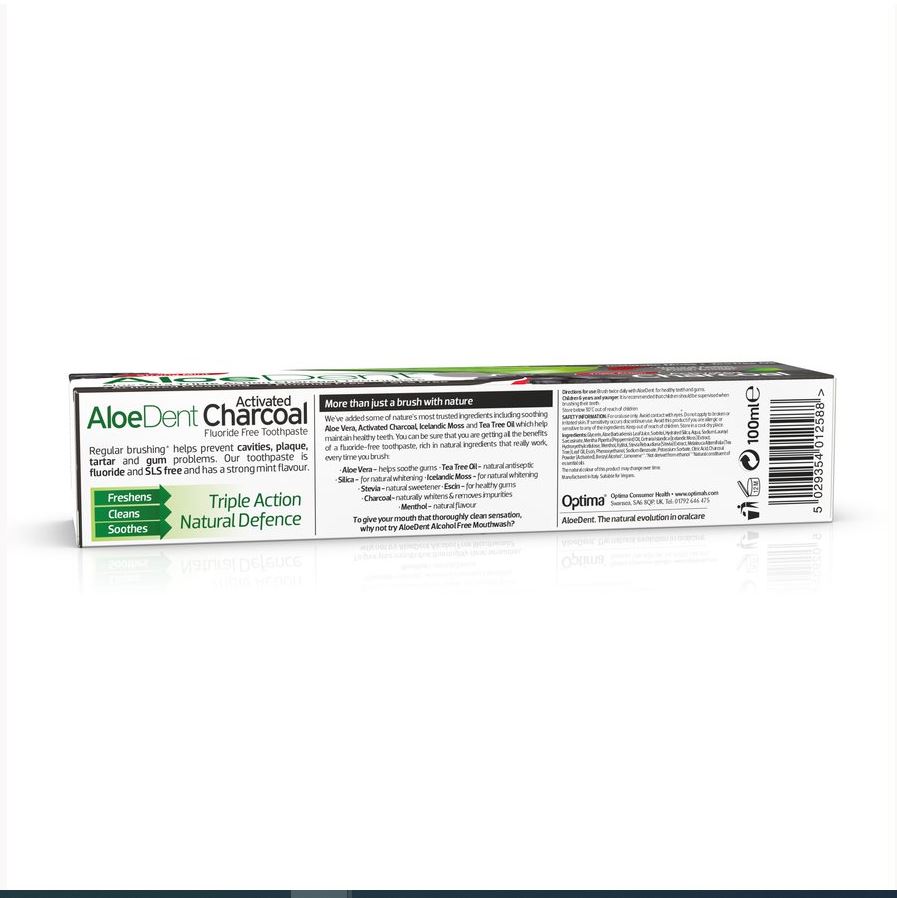 Aloe Vera Triple Action Charcoal Toothpaste Strong Mint (Fluoride Free) 100ml