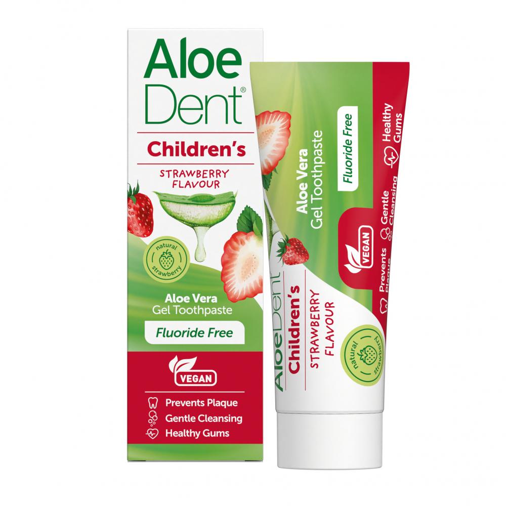 Children's Strawberry Flavour Aloe Vera Gel Toothpaste Fluoride Free 50ml