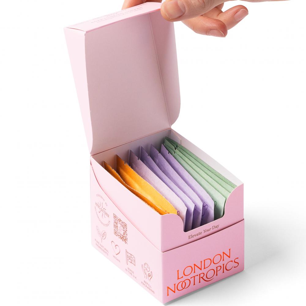 Selection Box Adaptogenic Coffee Flow, Zen & Mojo 12 Sachets (PINK)