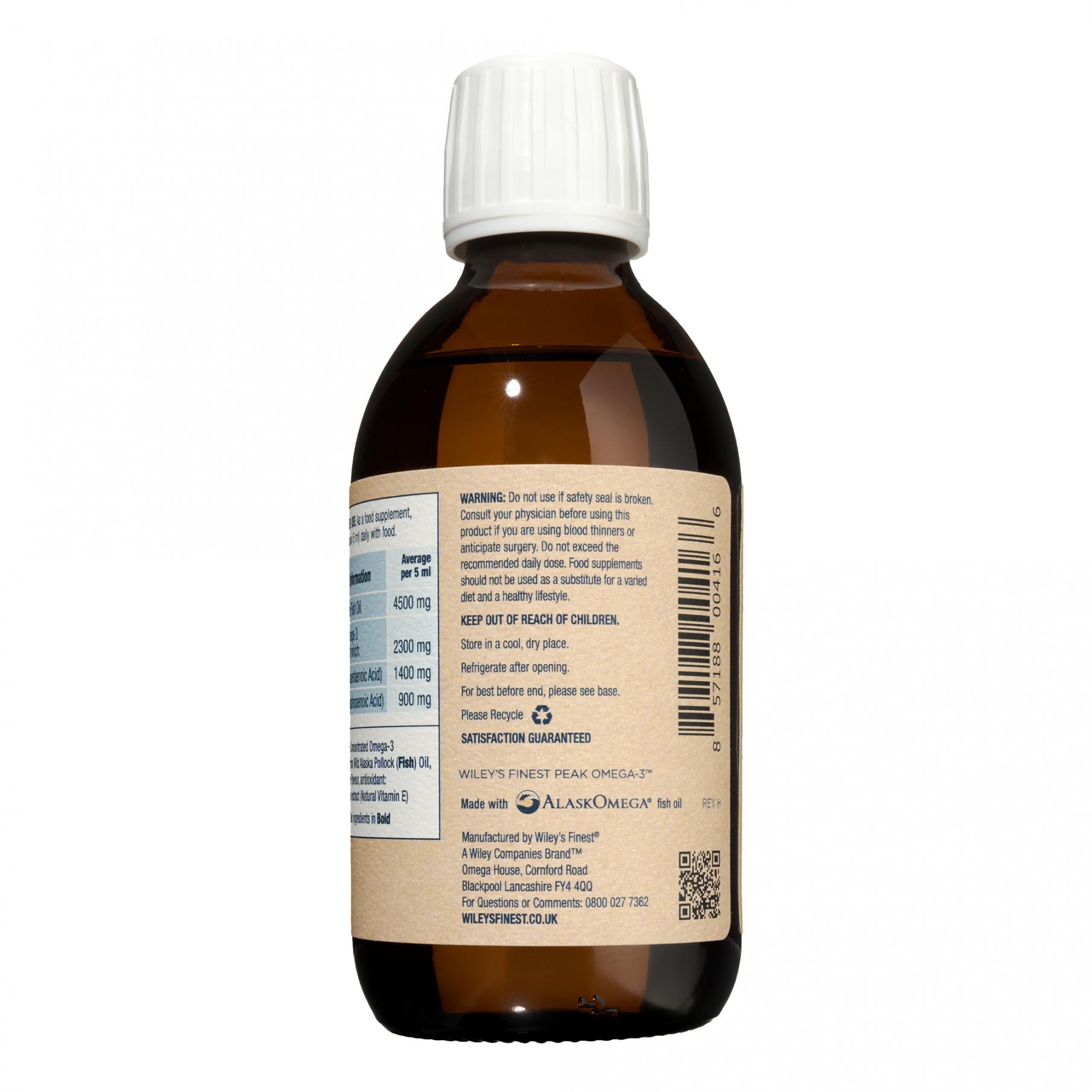 Wild Alaskan Fish Oil Peak Omega-3 Liquid 2300mg (Lemon) 250ml