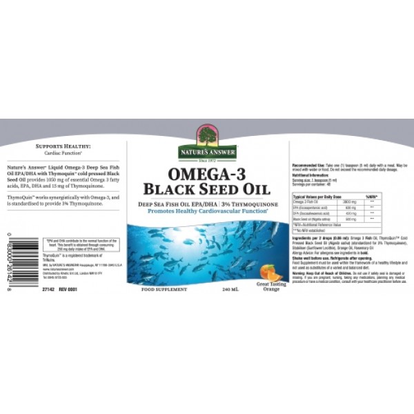 Omega-3 Black Seed Oil 240ml: The Natural Dispensary