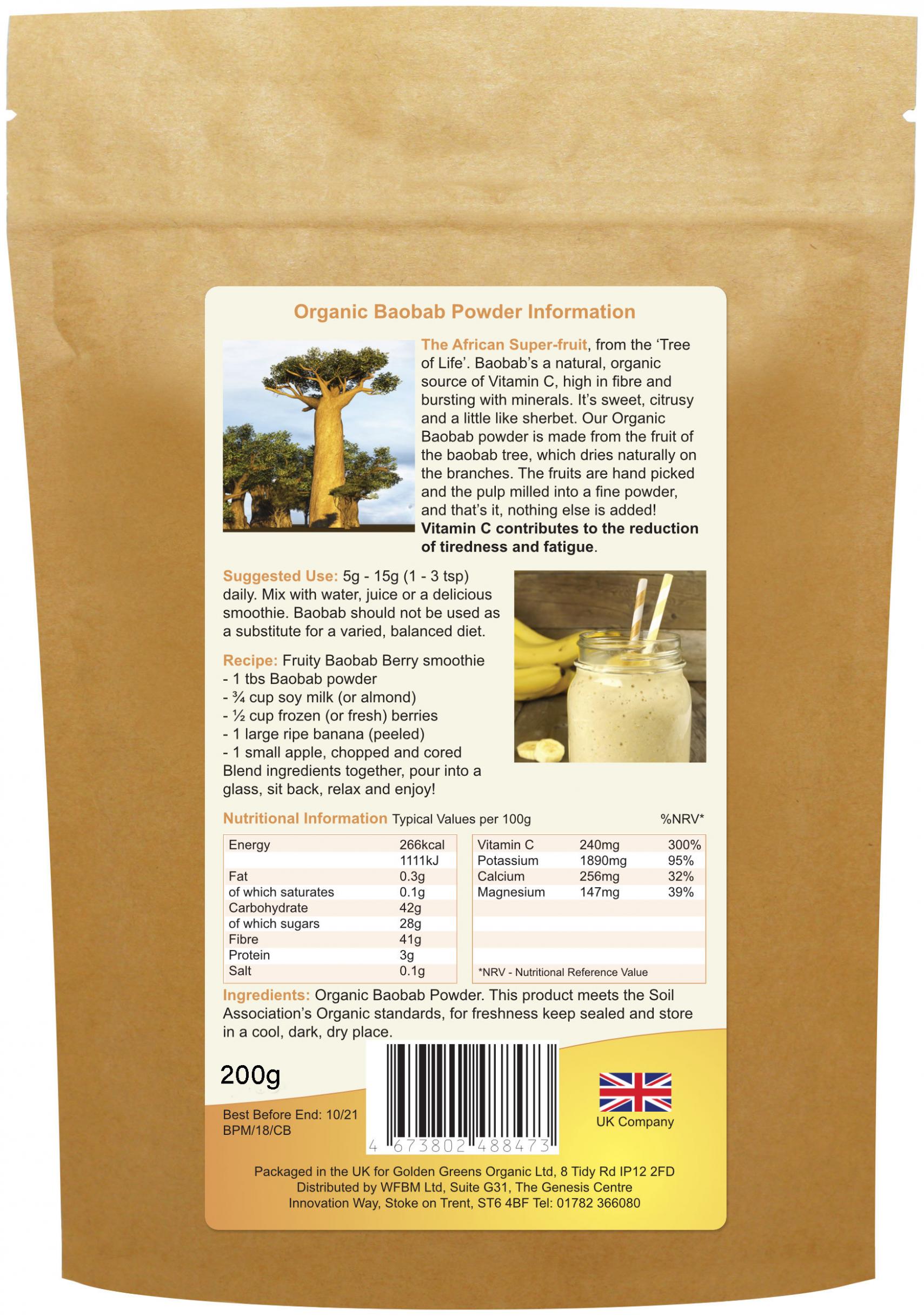 Organic Baobab Powder 200g