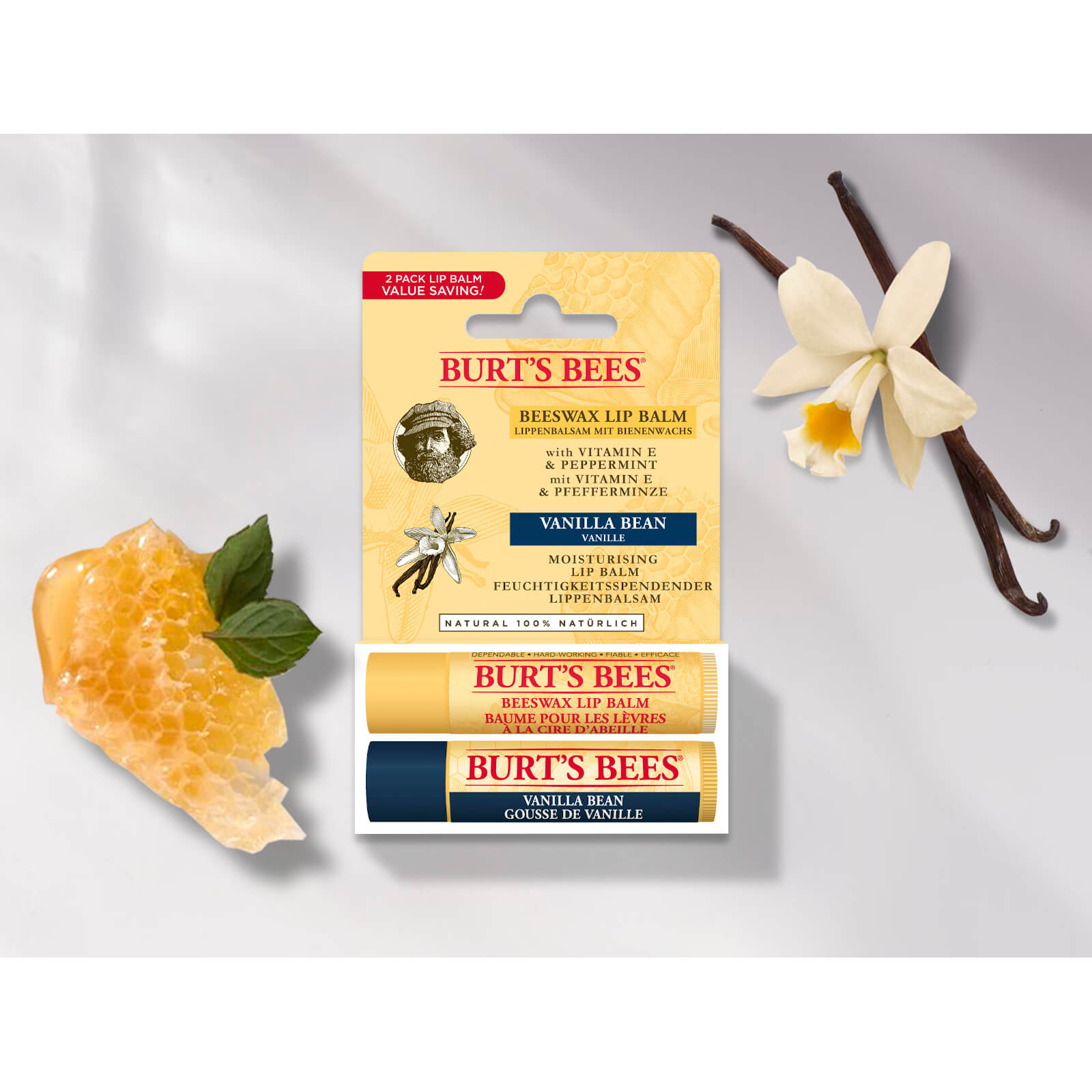 Beeswax & Vanilla Bean Lip Balm 2 Pack