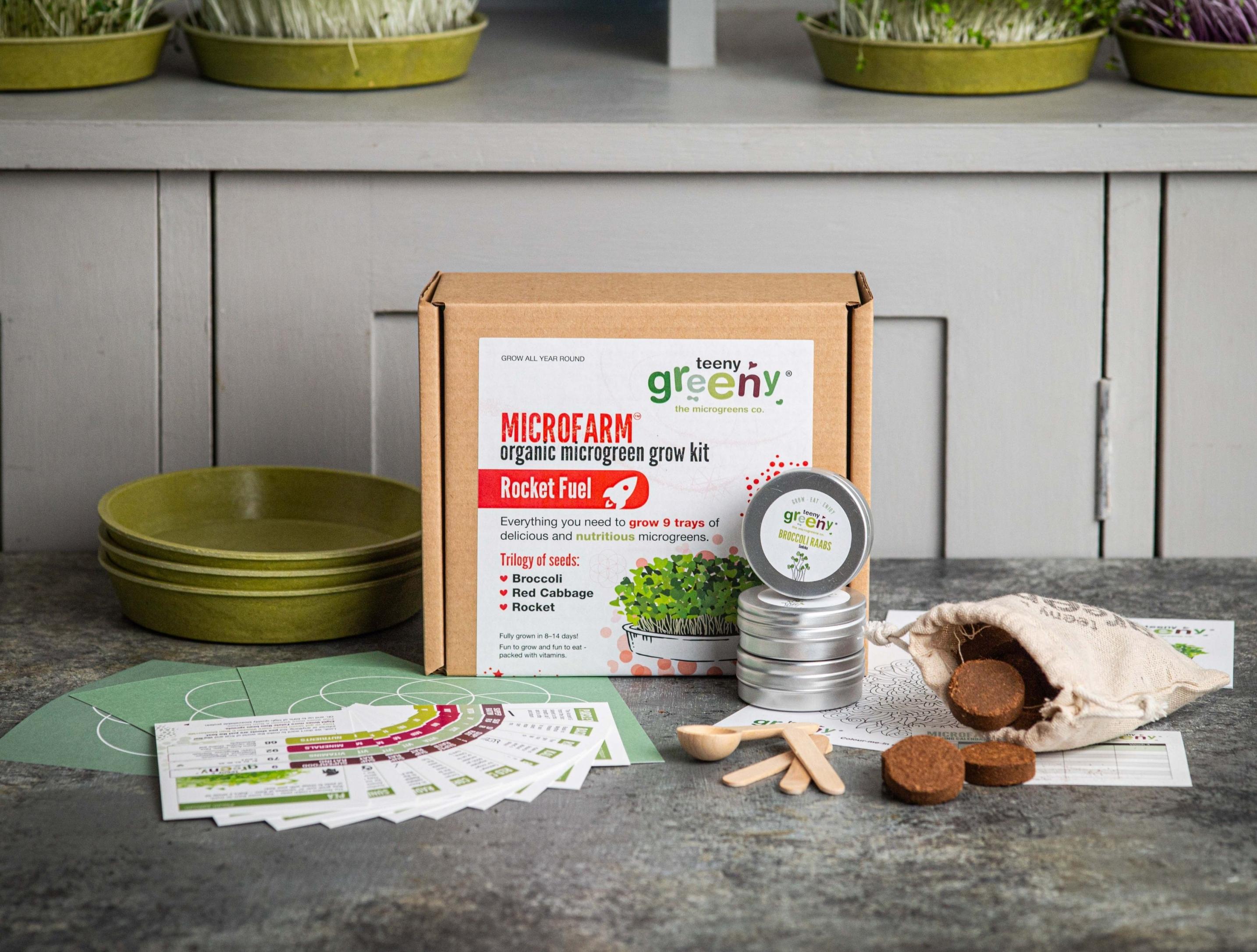 Microfarm Organic Microgreen Grow Kit 'Rocket Fuel' (Broccoli, Red Cabbage, Rocket)