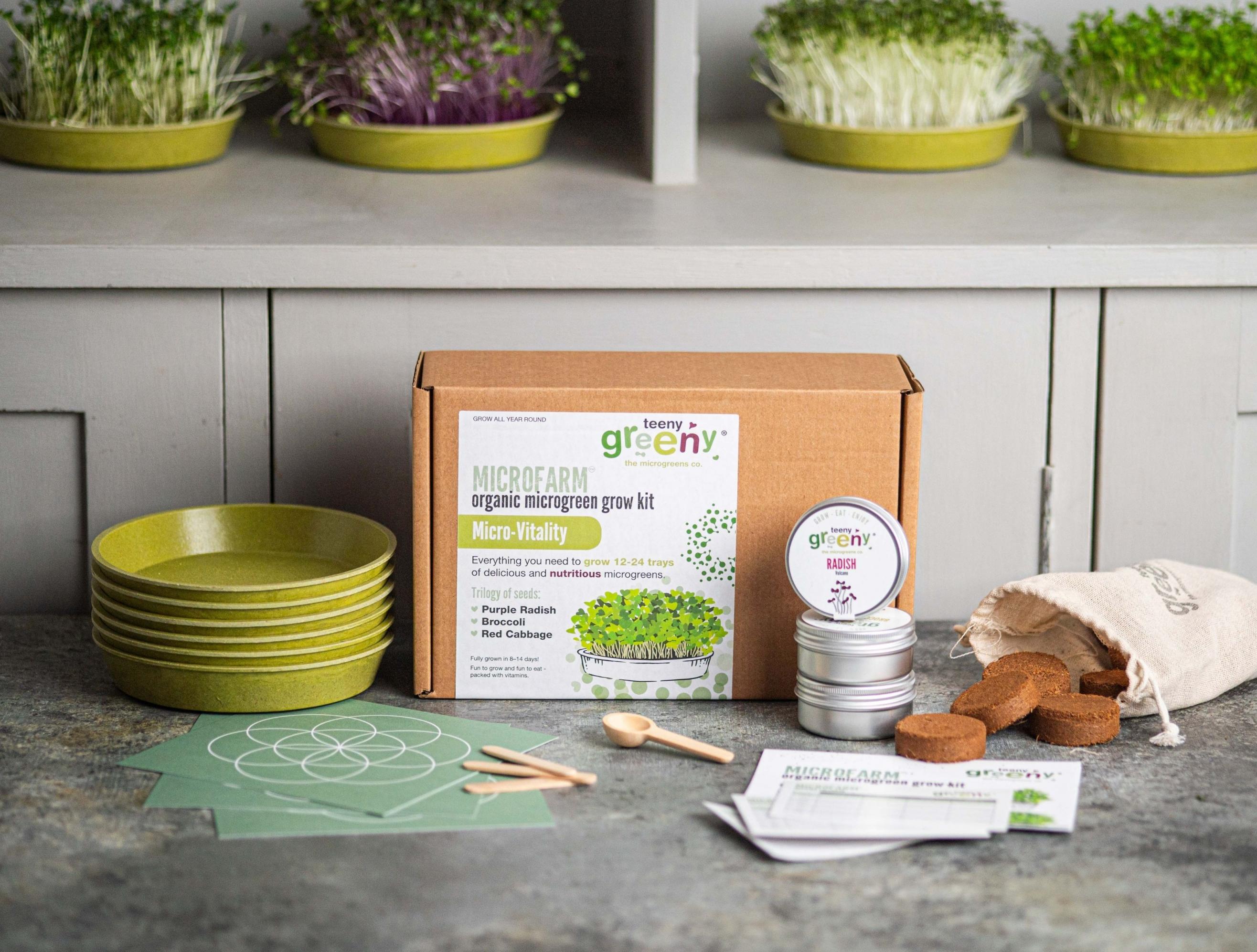 Microfarm Organic Microgreen Grow Kit 'Micro-Vitality' (Purple Radish, Broccoli, Red Cabbage)