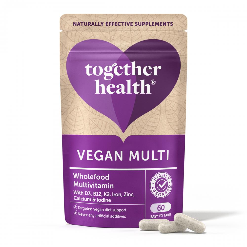 Vegan Multi Wholefood Multivitamin with D3, B12, K2, Iron, Zinc, Calcium & Iodine 60's