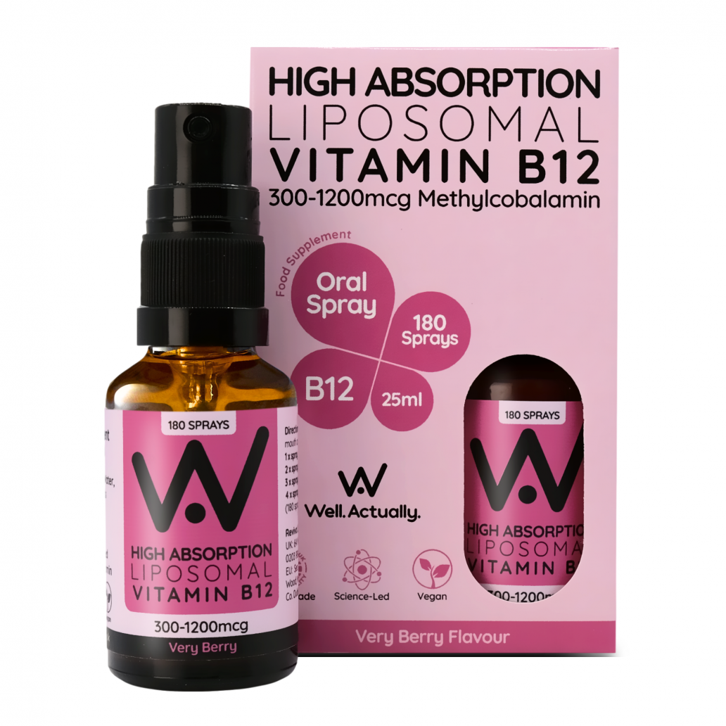 High Absorption Liposomal Vitamin B12 300-1200mcg Methylcobalamin Oral Spray Very Berry Flavour 25ml