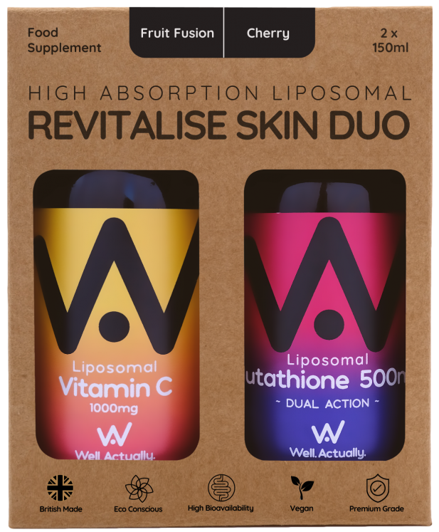 High Absorption Liposomal Revitalise Skin Duo (Vitamin C 1000mg Glutathione 500mg) 2x150ml