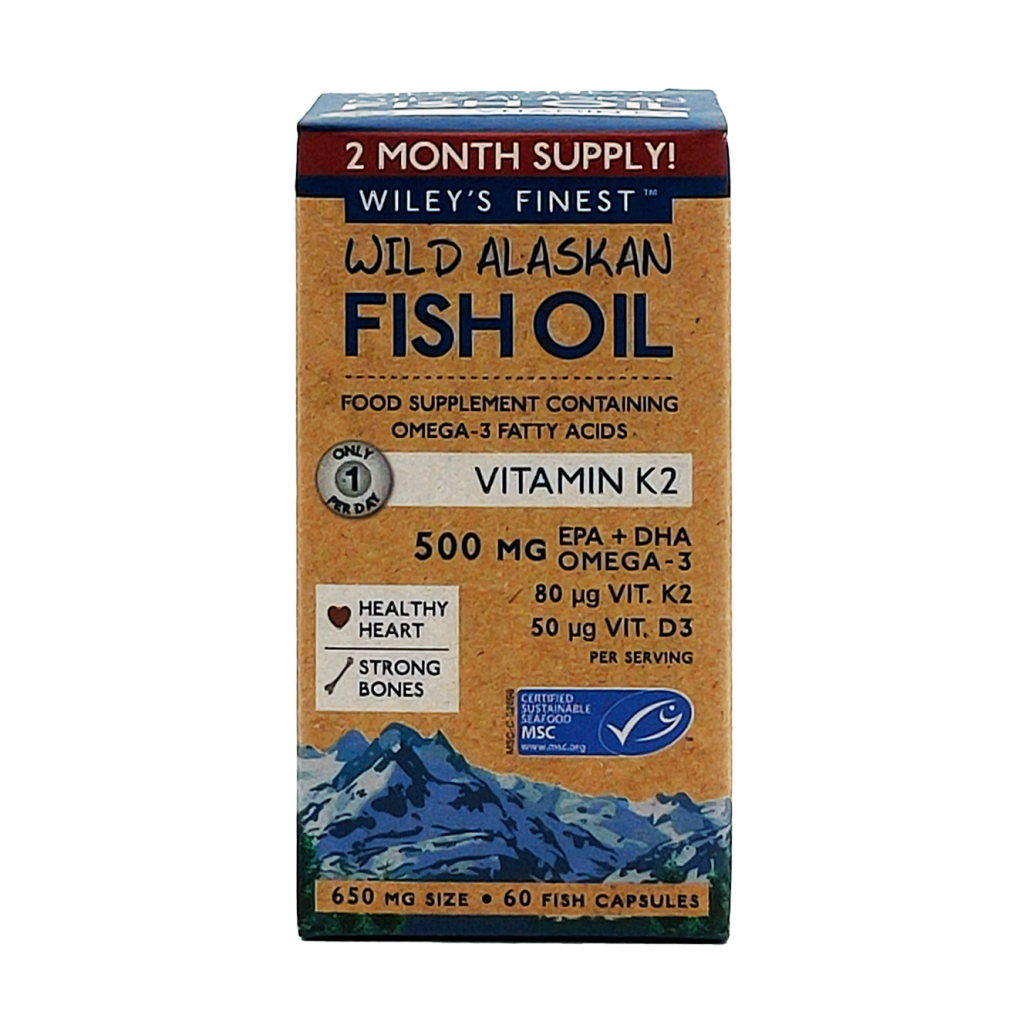 Wild Alaskan Fish Oil Omega-3 + K2 + D3 500mg 60's